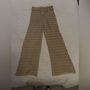 Crochet Knit Wide-Leg Pants
